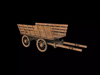  Old Wooden Cart 3D model