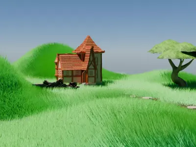 Location for game Low-poly 3D model