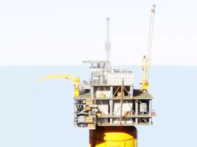 SPAR Leg Oil Rig Low-poly 3D model