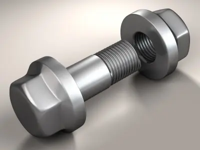 Nut and bolt 3D model by yaschan