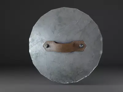 Stylized Weathered Viking Round Shield Low-poly 3D model