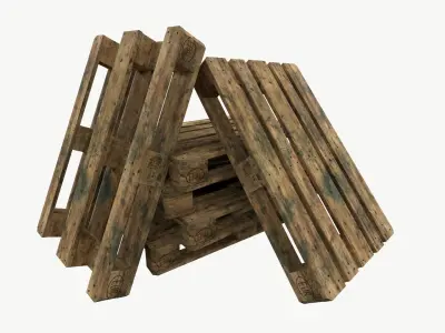 Pallet euro type 3 sets of textures Low-poly 3D model