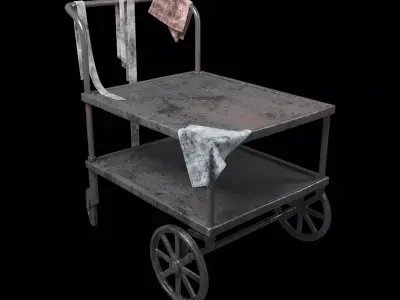 Two Shelf Industrial Cart on Wheels Free 3D model