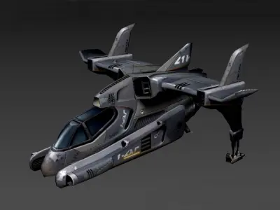 Game-ready Human Sci-fi spaceship Fighter Low-poly 3D model Low-poly 3D model