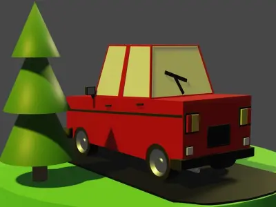 red car Low-poly 3D model