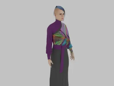  woman in asian clothes Low-poly 3D model