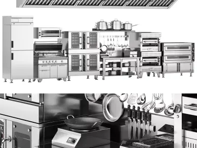 A set of equipment for cafes and restaurants 3D model
