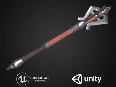 Medieval mace Low-poly 3D model 11