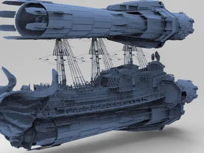 Sci fi Airship Space design 2  3D model