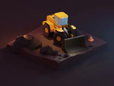 Cartoon construction loader 3D model