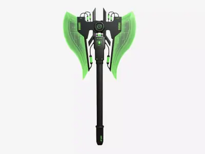 SciFi War Axe B03 Black Green - Sci Fi Weapon Design Low-poly 3D model