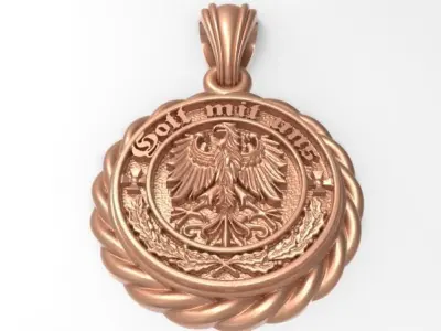 GOTT MIT UNS PENDANT EAGLE GERMAN COAT OF ARMS JEWELRY  3D print model