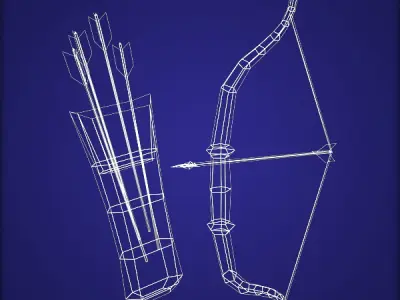Bow Arrows Quiver Low-poly 3D model