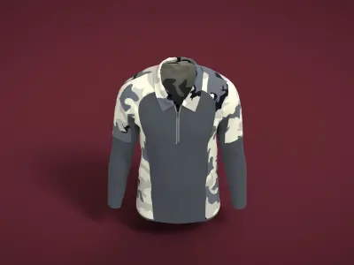 Military Outfit - T-shirt Low-poly 3D model 5