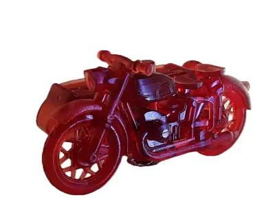 A motorcycle with a sidecar and toothpicks 3D print model
