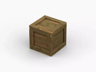 Wooden Cargo Crate Box Low-poly 3D model