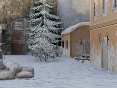 Snowy Fortress Village 3D model