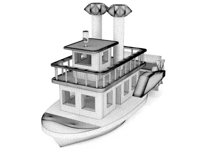 Wooden toy ship 06 3D model