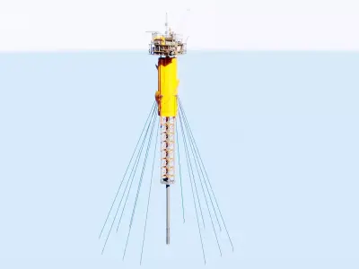 SPAR Leg Oil Rig Low-poly 3D model