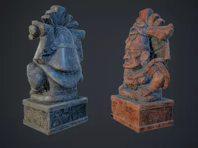 Aztec Statue 04 PBR Low-poly 3D model