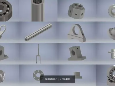 collection 1 metal nut with two holes 3D Model Pack