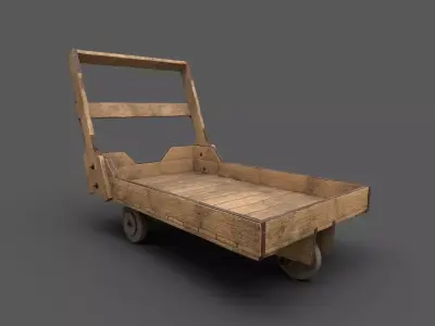 Arabic Wooden Cart  Low-poly 3D model