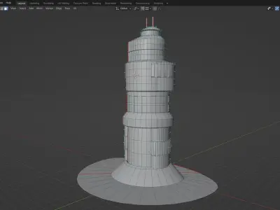 Low poly Sci-fi tower Free low-poly 3D model