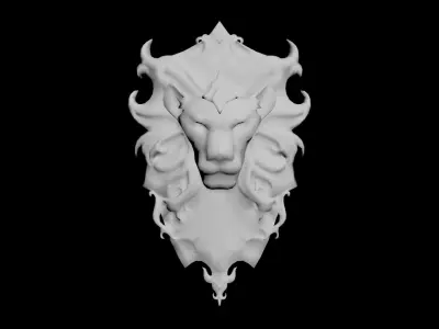 Shield Black Lion Low-poly 3D model
