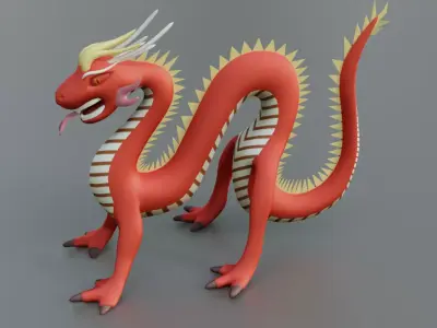 Red Dragon Chinese Low-poly 3D model