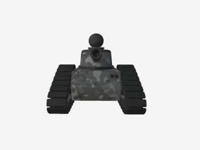 War Tank Cartoon A10 Black Camouflage - Military Vehicle Low-poly 3D model