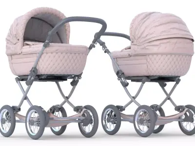 Baby Carriage Low-poly 3D model