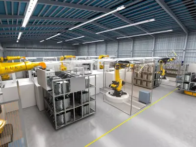 Modern factory assembly and manufacturing workshop 3D model