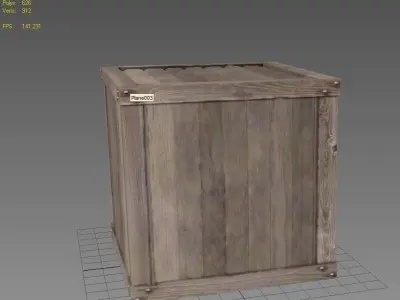 Crate 4 wooden Low-poly 3D model