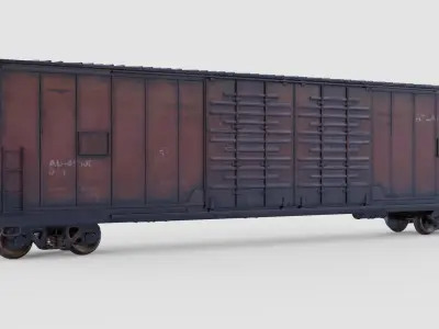BOXCAR  - cargo train PBR Low-poly 3D model