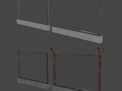 Barbed Wire Fence Low-poly 3D model