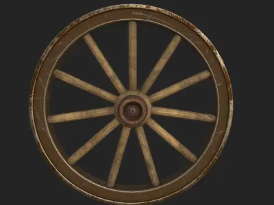 A Wheel of A Woodcart Farmer Low-poly 3D model