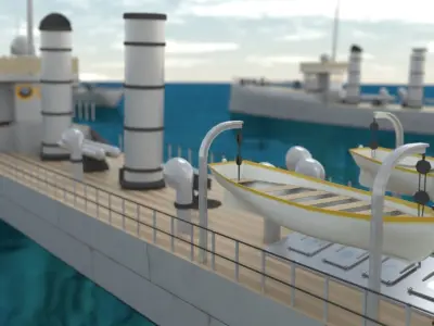 Four different fictitious destroyers 3D model