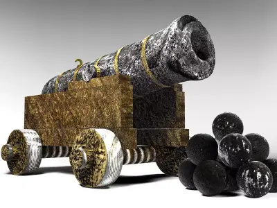 Cannon 3D Model For Gaming and VFX Compositing Low-poly 3D model