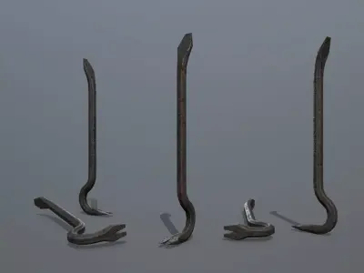 Crowbar metal stick Low-poly 3D model