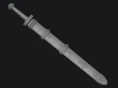 Viking style two-handed sword Hofand holy sword high model 3D model