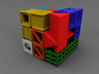 Soma cube puzzle game 3D print model