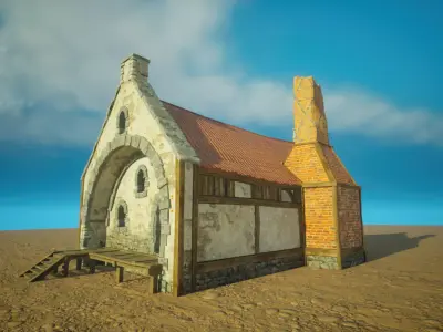 Medieval old House2-interior and exterior design Low-poly 3D model