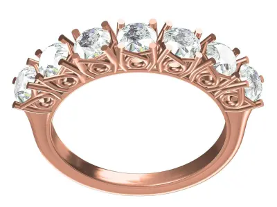 Seven Stone Antique Solitaire Wedding Ring 3D print model