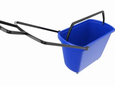 Store rolling shopping basket blue 3D model
