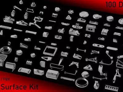 Hard surface Kitbash - 100 Details Low-poly 3D model
