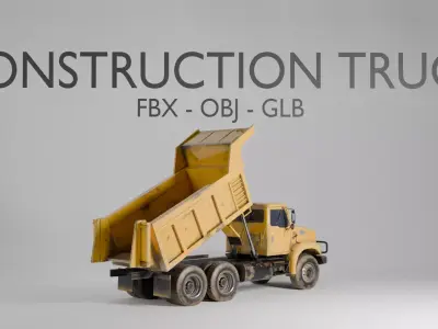 Construction Dump Truck 3D Model - Heavy Vehicle - FBX OBJ GLB 3D model