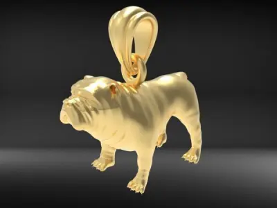 Bull Dog Pendant Charm Necklace 3D print model