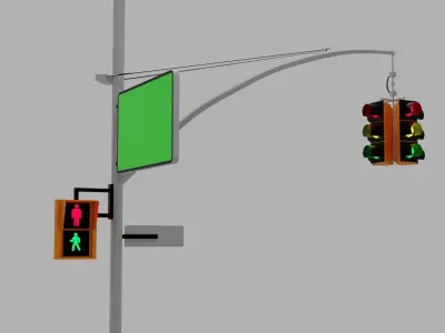  traffic light Low-poly 3D model