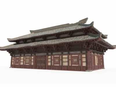 Asian Ancient Architecture Barracks 3D model