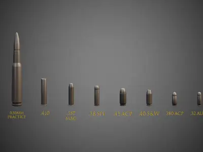 50 Types of Gameready Ammunition Package Low-poly 3D model